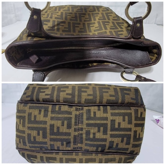 Authentic Fendi Tobacco Zucca Chef Moro Canvas And Leather Tote Bag - Picture 5 of 13